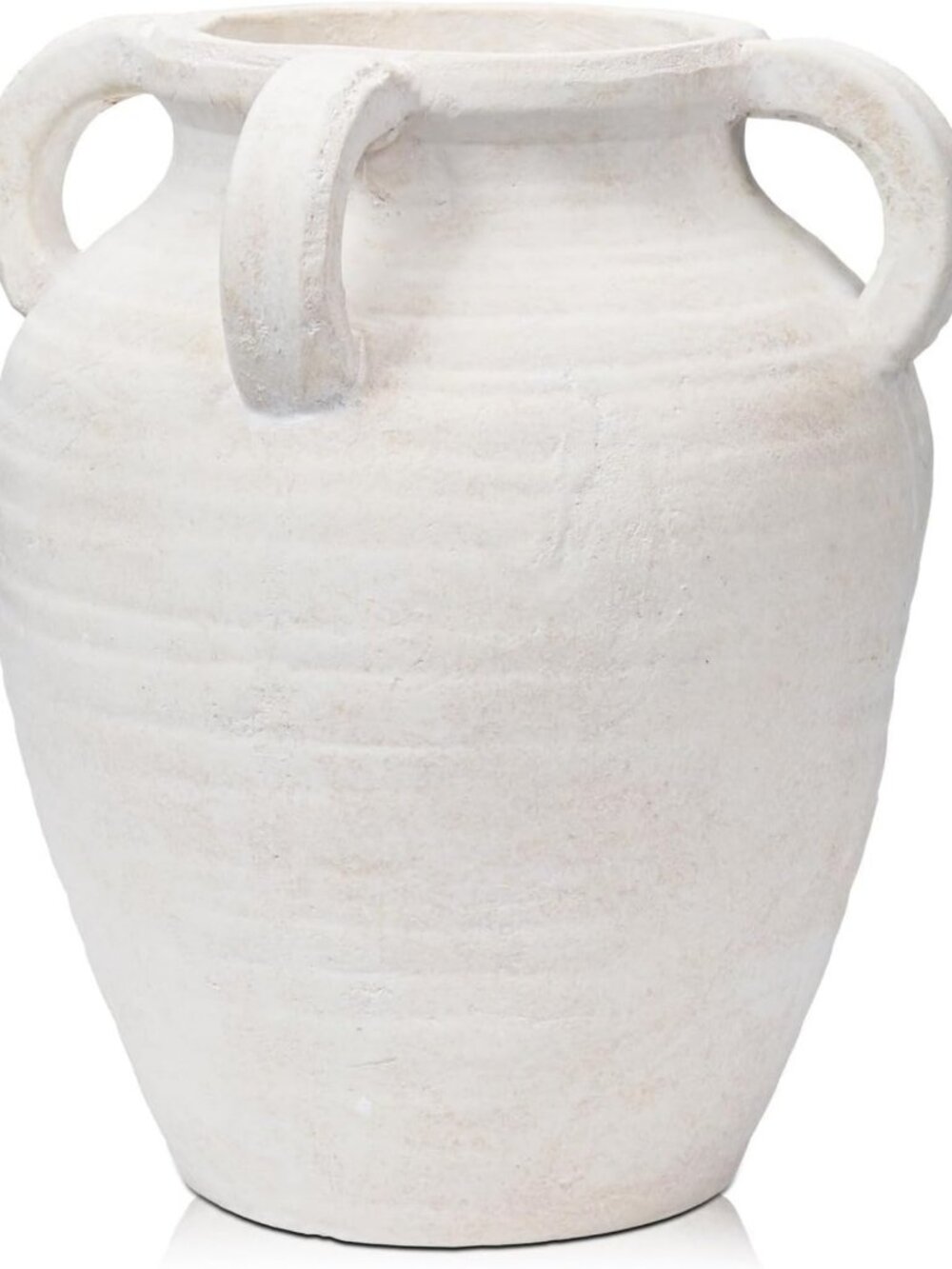 Rustic 9.8" Terracotta Flower Vase - Vintage White Ceramic, Matte Finish, 4